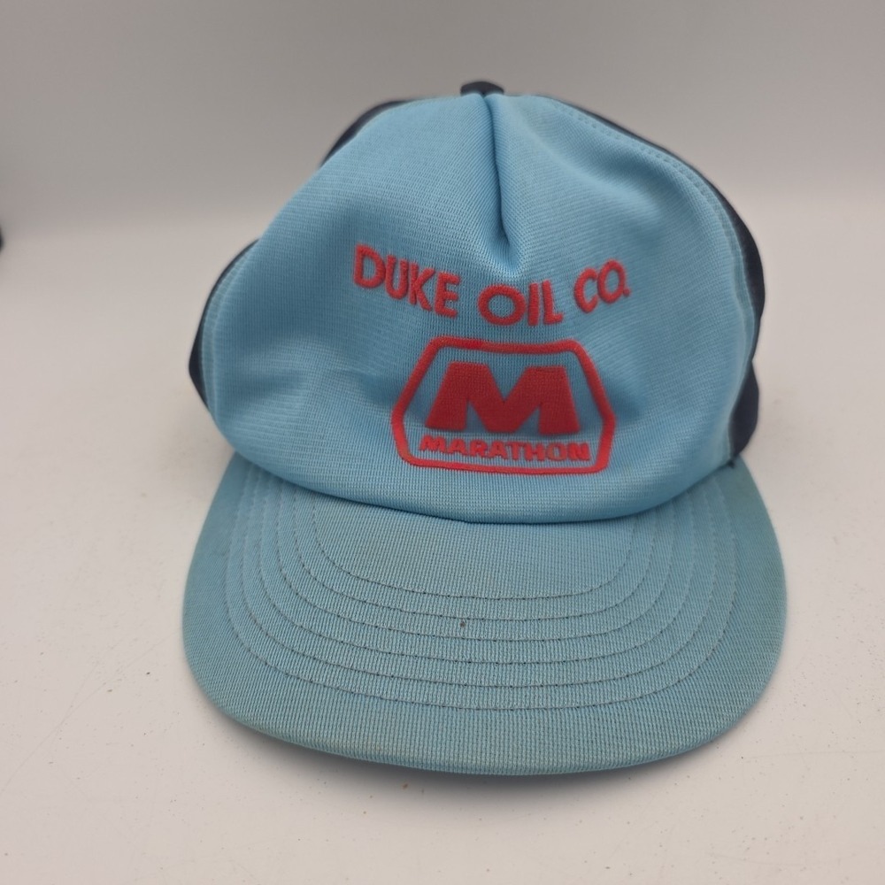 Marathon Duke Oil Co. Hat Cap SnapBack‎ USA Blue Bill Adjustable Vintage